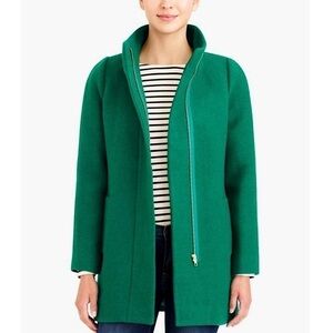 NWT J. Crew Mercantile Wool City Coat Emerald Green Women’s Size‎ 00
